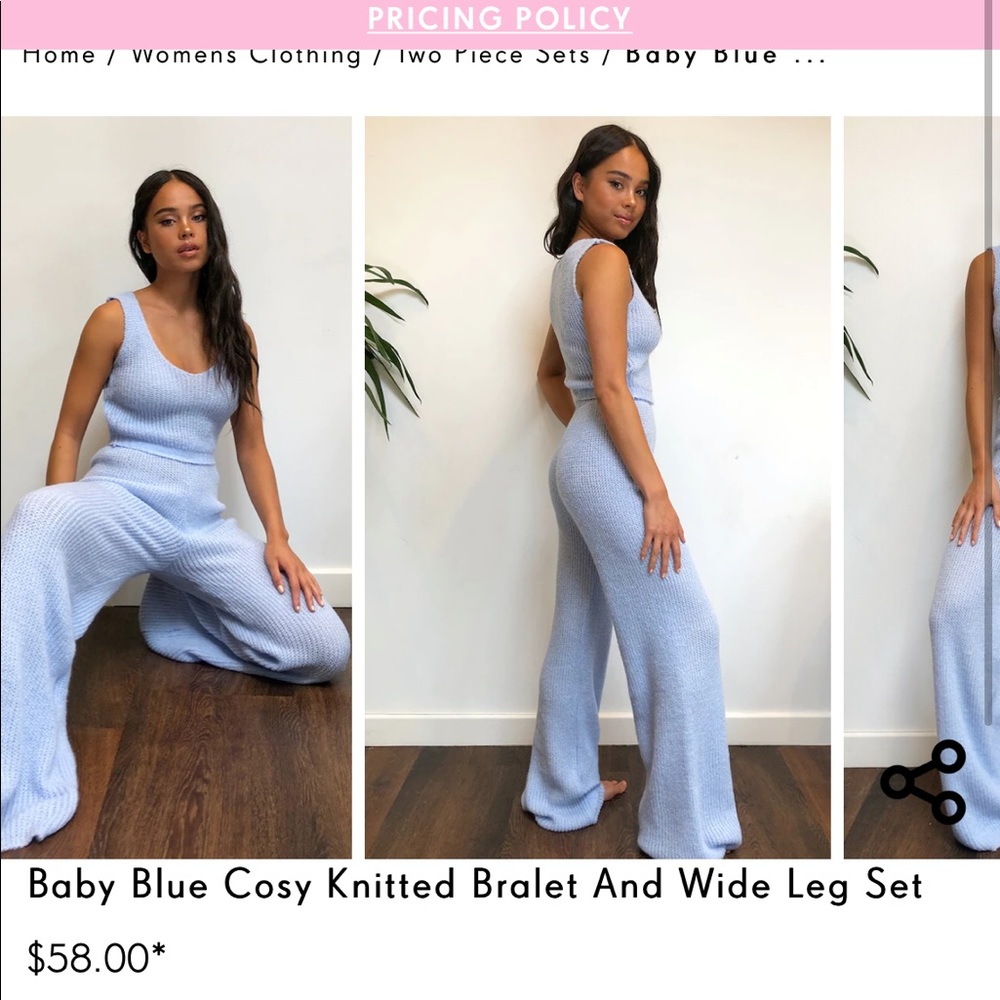 PrettyLittleThing Knitted Top and Pants Set
